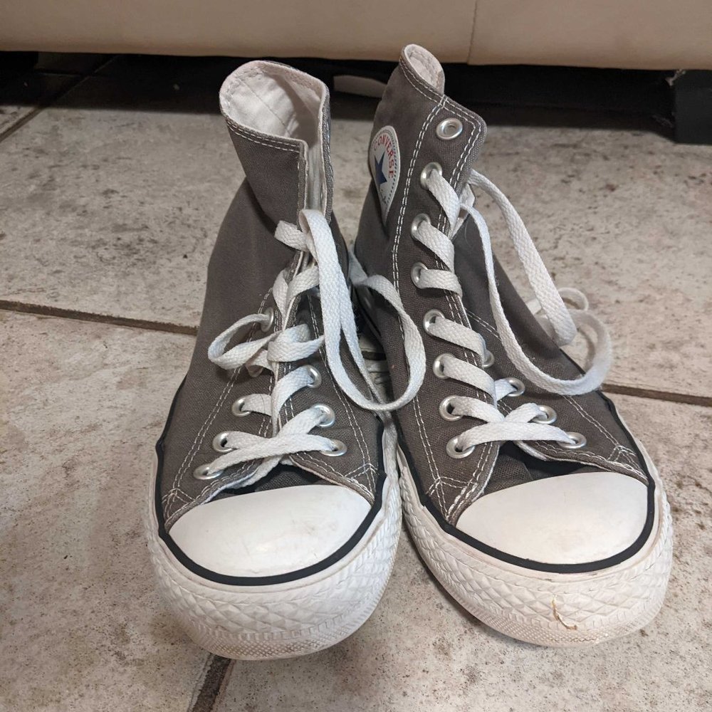 Grey and white Converse All Star high rise (Size 8 1/2)